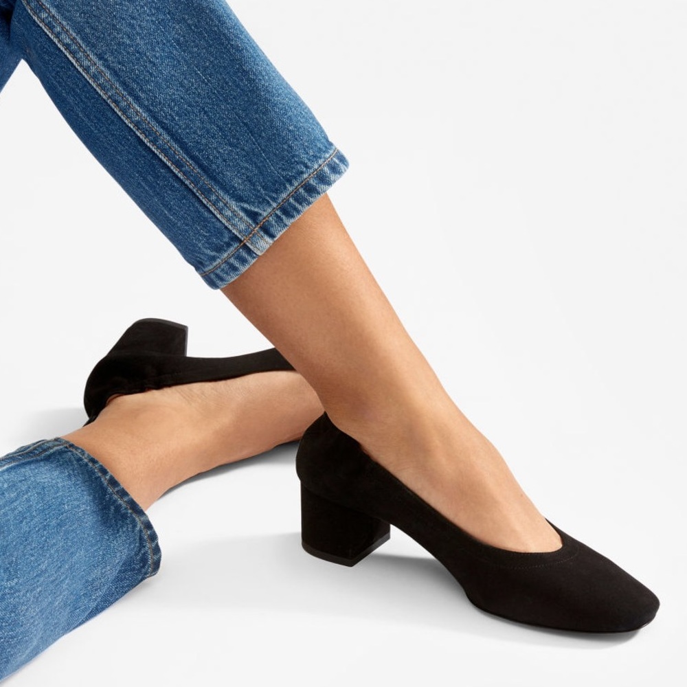 Worn once! Everlane Day Heel in Black Suede